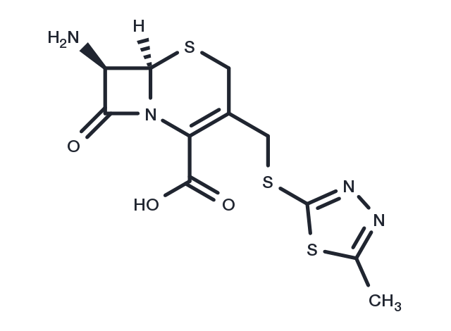 (6R,7R)-7-Amino-3-(((5-methyl-1,3,4-thiadiazol-2-yl)thio)methyl)-8-oxo-5-thia-1-azabicyclo[4.2.0]oct-2-ene-2-carboxylic acid Chemical Structure