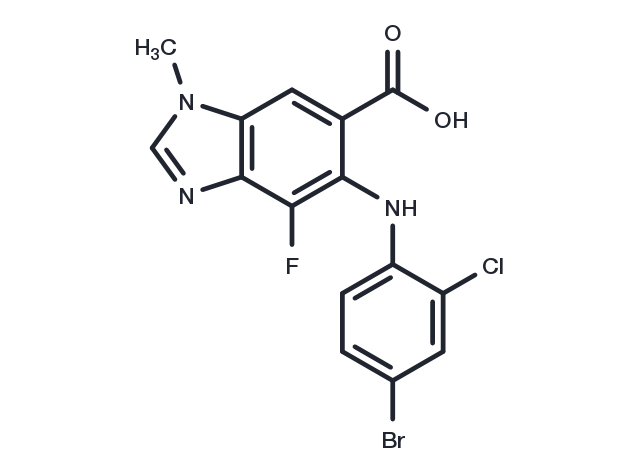 5-((4-Bromo-2-chlorophenyl)amino)-4-fluoro-1-methyl-1H-benzo[d]imidazole-6-carboxylic acid Chemical Structure