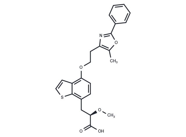 Benzo[b]thiophene-7-propanoic acid, α-methoxy-4-[2-(5-methyl-2-phenyl-4-oxazolyl)ethoxy]-, (αR)- Chemical Structure