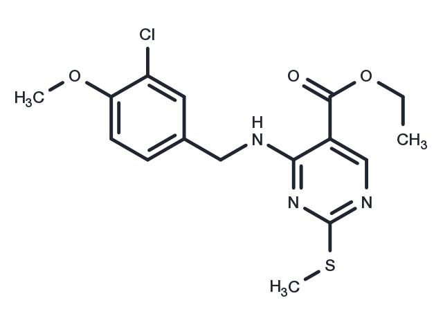 Ethyl 4-((3-chloro-4-methoxybenzyl)amino)-2-(methylthio)pyrimidine-5-carboxylate Chemical Structure