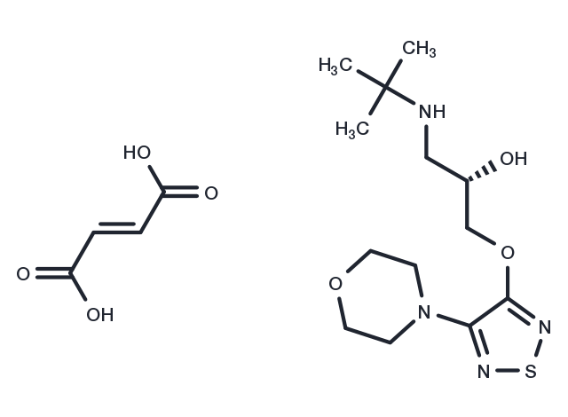 (2R)-1-(tert-butylamino)-3-{[4-(morpholin-4-yl)-1,2,5-thiadiazol-3-yl]oxy}propan-2-ol; but-2-enedioic acid Chemical Structure