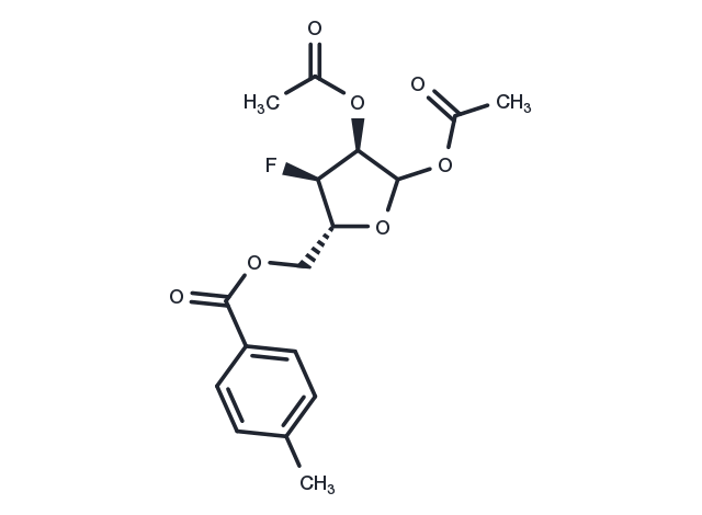 5’-O-Toluyl-1’,2’-di-O-acetyl-3’-deoxy-3’-fluoro-D-ribofuranose Chemical Structure