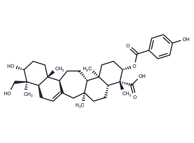 3β-(4-Hydroxybenzoyloxy)-21β,29-dihydroxyserrat-14-en-24-oic acid Chemical Structure