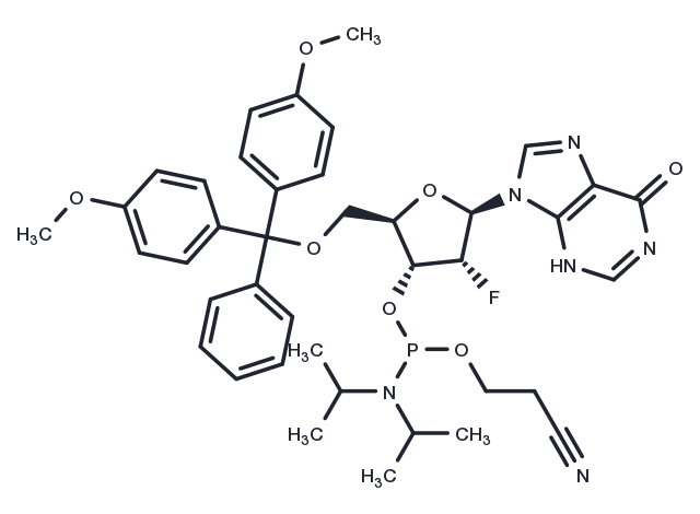 2'-Fluoro-5'-O-DMT-2'-deoxyinosine-3'-CE-phosphoramidite Chemical Structure
