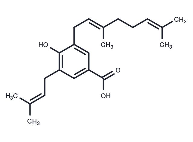 3-Geranyl-4-hydroxy-5-prenylbenzoic acid Chemical Structure