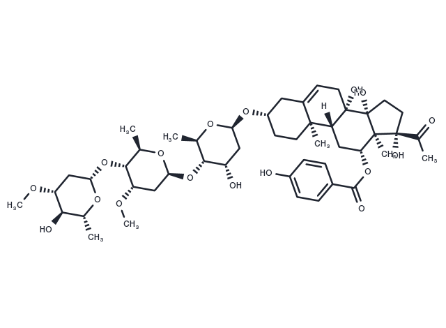 Qingyangshengenin 3-O-β-D-oleandropyranosyl-(1→4)-β-D-cymaropyranosyl-(1→4)-β-D-digitoxopyranoside Chemical Structure