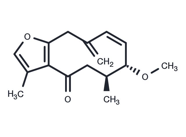 (1E)-3-methoxy-8,12-epoxygermacra-1,7,10,11-tetraen-6-one Chemical Structure
