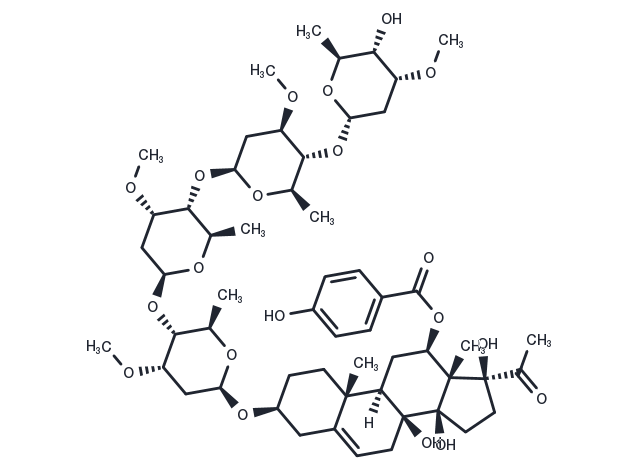 Qingyangshengenin 3-O-α-L-cymaropyranosyl-(1→4)-β-D-oleandropyranosyl-(1→4)-β-D-cymaropyranosyl-(1→4)-β-D-cymaropyranoside Chemical Structure