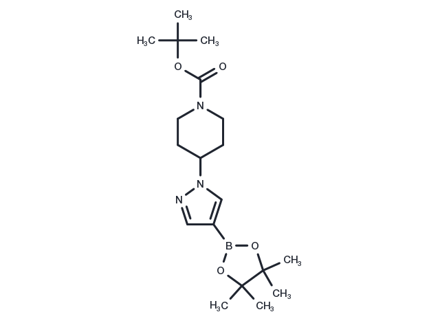 tert-Butyl 4-(4-(4,4,5,5-tetramethyl-1,3,2-dioxaborolan-2-yl)-1H-pyrazol-1-yl)piperidine-1-carboxylate Chemical Structure