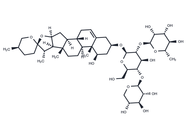 (25R)-Ruscogenin-3-yl α-L-rhamnopyranosyl-(1→2)-[β-D-xylopyranosyl-(1→4)]-β-D-glucopyranoside Chemical Structure
