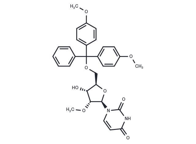 5’-O-(4,4’-Dimethoxytrityl)-2’-O-Methyl uridine Chemical Structure
