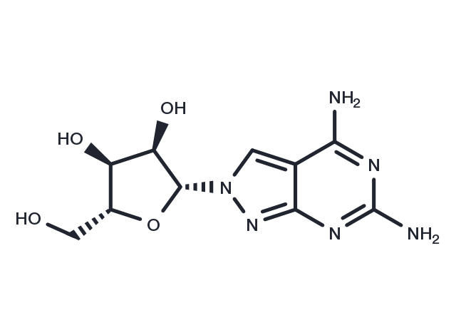 4,6-Diamino-2-(b-D-ribofuranosyl)-2H-pyrazolo[3,4-d]pyrimidine Chemical Structure