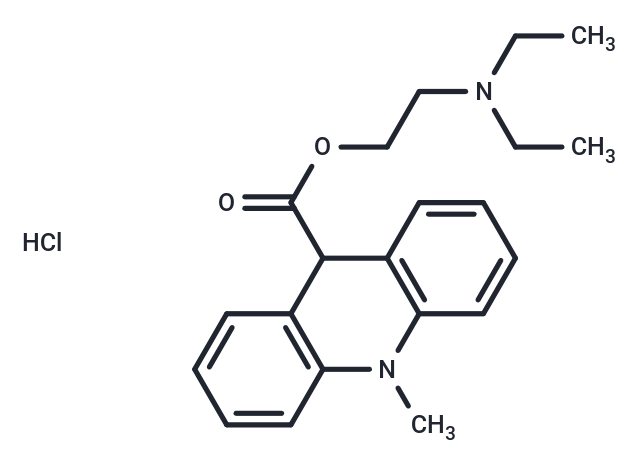 Acridan-9-carboxylic acid, 10-methyl-, 2-(diethylamino)ethyl ester, hydrochloride Chemical Structure