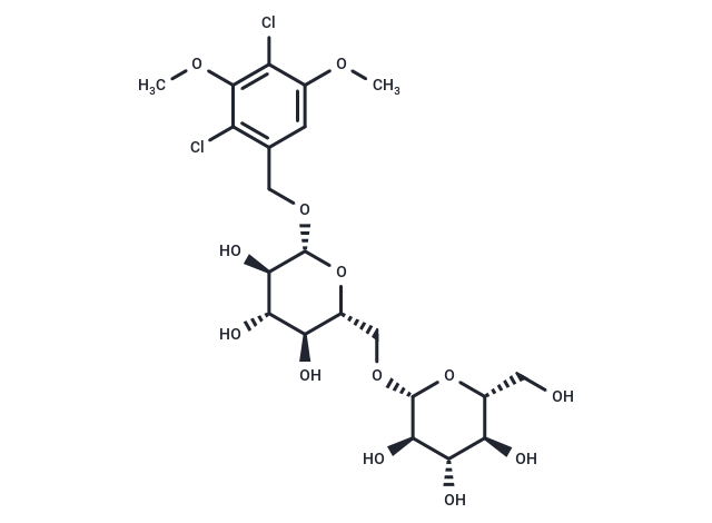 (2,4-Dichloro-3,5-dimethoxyphenyl) methyl 6-O-β-D-glucopyranosyl-β-D-glucopyranoside Chemical Structure