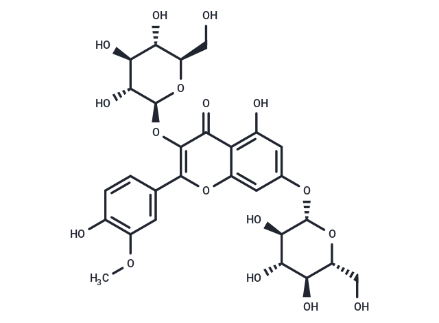 Isorhamnetin 3,7-di-O-β-D-glucopyranoside Chemical Structure