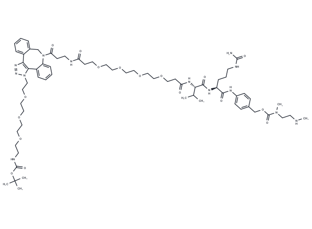 Boc-NH-PEG3-C2-triazole-DBCO-PEG4-VC-PAB-DMEA Chemical Structure