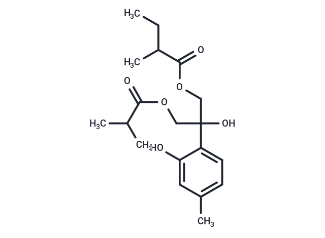 8-Hydroxy-9-isobutyryloxy-10-(2-methylbutanoyl)thymol Chemical Structure