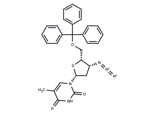 1-(3-beta-Azido-2,3-dideoxy-5-O-trityl-beta-D-threopenta-furanosyl)thymine Chemical Structure