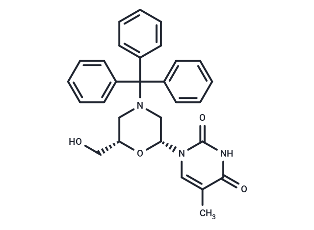 7’-OH-N-trityl morpholino thymine Chemical Structure
