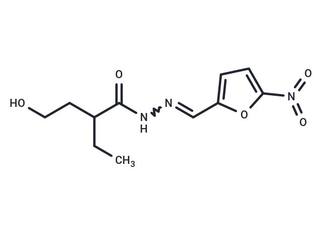 Butyric acid, 2-ethyl-4-hydroxy-, (5-nitrofurfurylidene)hydrazide Chemical Structure
